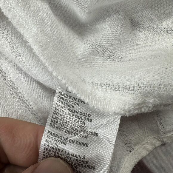 Paper Crane Shirt Womens Large White Cold Shoulder Long Sleeve Blouse Top Linen - Picture 5 of 9